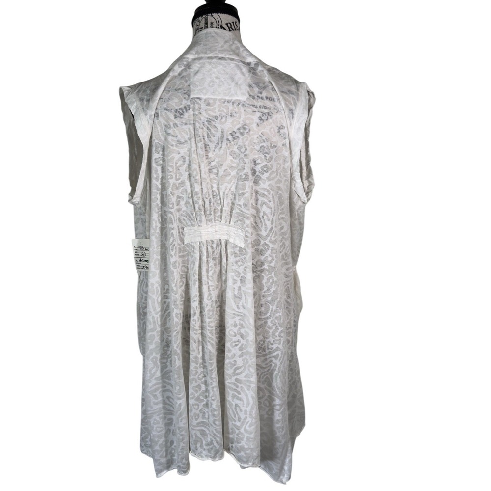 White Lace Sz M Sleeveless Swim Cover Up Vest Open Front Duster Pockets - Picture 3 of 6